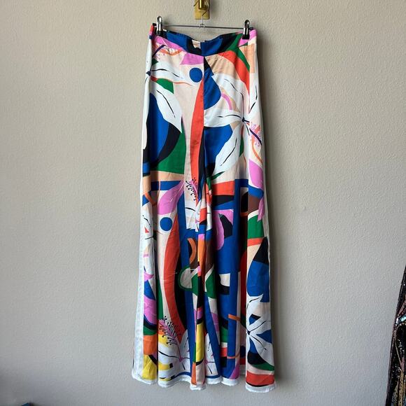 Her Bottari Multicolor Abstract Tropical Wide Leg Pants Size M - Picture 2 of 6